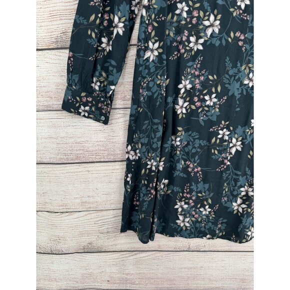 Velvet by Graham & Spencer Long Sleeve Keyhole Floral Slip Dress Women's M Green - Picture 14 of 16